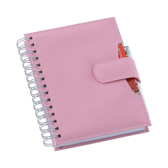 Agenda Wire-o Elite Rosa c/ Fecho de Imã + Sup. p/ Cartão e Caneta