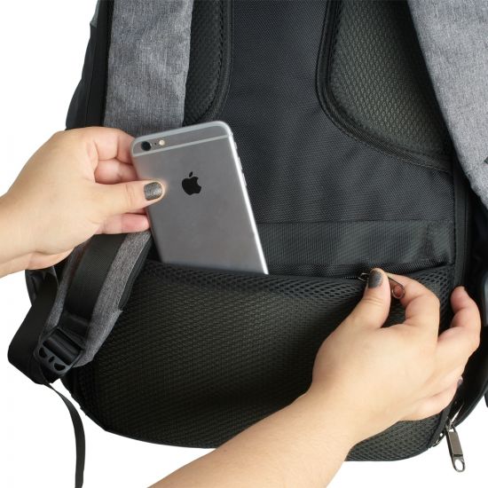 Mochila de Poliéster Anti-Furto USB com Segredo